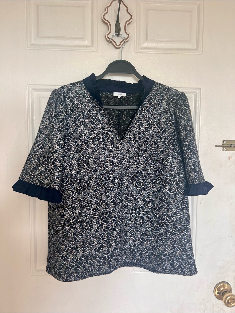 Voy | Navy Metallic Blouse